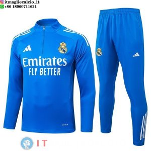 Felpa Da Allenamento Set Completo Real Madrid 25-26 Blu Bianco
