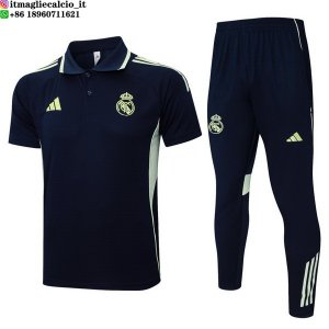 POLO Maglia Set Completo Real Madrid 2025/2026 Blu Navy Verde
