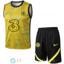 Senza Maniche Set Completo Maglia Chelsea 2022/2023 Giallo Nero