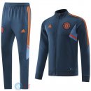 Giacca Set Completo Lunga Zip Manchester United 22-23 Grigio Blu