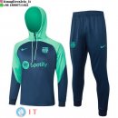 Giacca Felpa Cappuccio Set Completo Barcellona 23-24 Verde Blu
