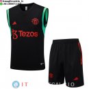 Senza Maniche Set Completo Maglia Manchester United 2023/2024 Nero Verde Rosso