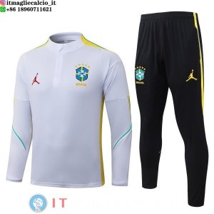 Tuta da Allenamento Bambino Brasile Mezza Cerniera 2026 Bianco Giallo Nero