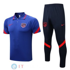 POLO Maglia Set Completo Atletico Madrid 2022/2023 Blu Nero