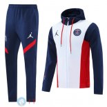 Giacca Felpa Cappuccio Set Completo Paris Saint Germain 21-22 Bianco Blu Rosso