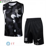 Senza Maniche Set Completo Maglia Corinthians Paulista 2025/2026 Nero Grigio