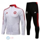 Giacca Set Completo Manchester United 21-22 Bianco I Nero Rosso