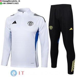 Felpa Da Allenamento Set Completo Manchester united 25-26 Bianco Nero