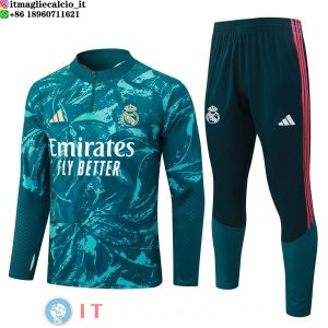 Tuta da Allenamento Bambino Real Madrid Mezza Cerniera 26-27 Verde Bianco Rosa