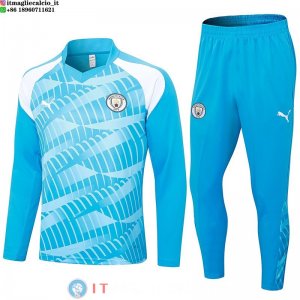 Felpa Da Allenamento Set Completo Manchester city 23-24 Blu I Bianco