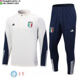 Felpa Da Allenamento Set Completo Italia 2023 Bianco Blu Navy