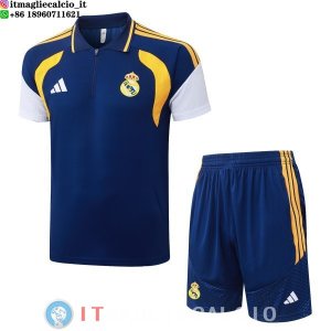 POLO Maglia Set Completo Real Madrid 2026/2027 Blu Navy Giallo