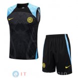 Senza Maniche Set Completo Maglia Inter Milan 2022/2023 Nero Blu