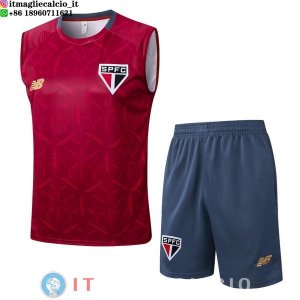 Senza Maniche Set Completo Maglia São Paulo 2025/2026 Rosso Grigio