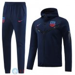 Giacca Felpa Cappuccio Set Completo Barcellona 22-23 Blu Navy