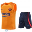 Senza Maniche Set Completo Maglia Barcellona 2022/2023 Arancione I Blu