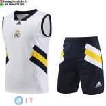 Senza Maniche Set Completo Maglia Real Madrid 2023/2024 Bianco Giallo