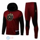 Giacca Felpa Cappuccio Set Completo Paris Saint Germain 21-22 Rosso Nero