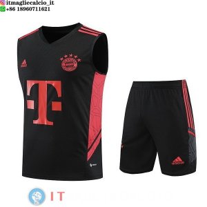 Senza Maniche Set Completo Maglia Bayern Monaco 2023/2024 Rosso Nero