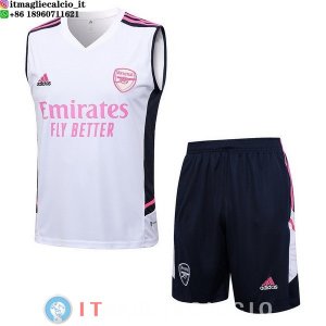 Senza Maniche Set Completo Maglia Arsenal 2023/2024 Bianco I Rosa Blu