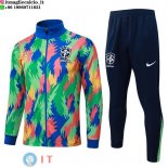 Giacca Full Zip e Pantaloni Allenamento Brasile 2026 Verde Blu
