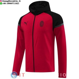 Giacca Felpa Cappuccio AC Milan 24-25 Nero Rosso
