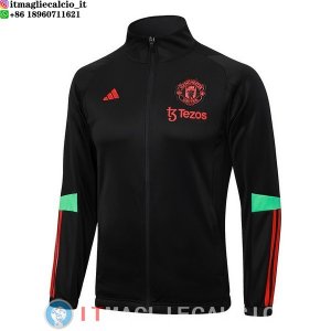 Giacca Lunga Zip Manchester United 23-24 Nero Rosso Verde