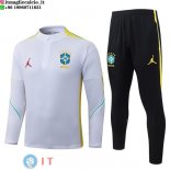 Tuta da Allenamento Bambino Brasile Mezza Cerniera 2026 Bianco Giallo Nero