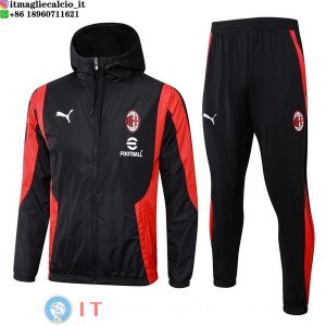 Giacca A Vento Set Completo AC Milan 24-25 Nero Rosso