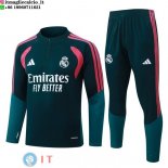 Tuta da Allenamento Bambino Real Madrid Mezza Cerniera 26-27 Verde Navy Rosa