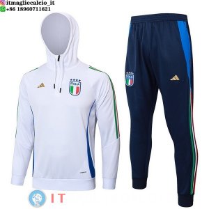 Felpa Cappuccio Set Completo Bambino Italia 2024 Bianco