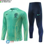 Felpa Da Allenamento Bambino Giocatori Set Completo Brasile 2022 Verde Blu