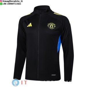 Giacca Lunga Zip Manchester United 25-26 Nero Giallo Blu