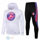 Giacca Felpa Cappuccio Set Completo Paris Saint Germain 21-22 Bianco Purpureo