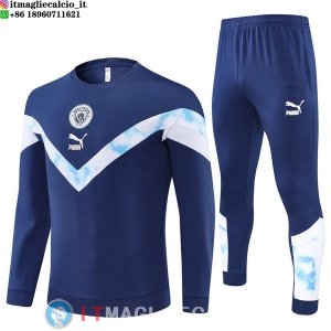 Felpa Da Allenamento Set Completo Manchester city 22-23 Blu Navy Bianco