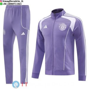 Giacca Lunga Zip Set Completo Manchester United 25-26 Purpureo
