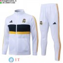 Giacca Full Zip e Pantaloni Allenamento Real Madrid 26-27 Bianco Blu Giallo
