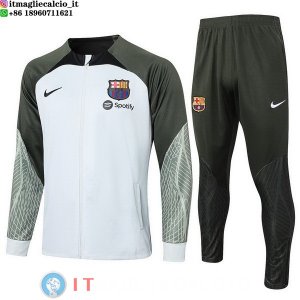 Giacca Set Completo Lunga Zip Barcellona 23-24 Bianco Verde