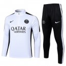 Felpa Da Allenamento Bambino Set Completo PSG 23-24 Bianco Nero