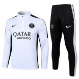 Felpa Da Allenamento Bambino Set Completo PSG 23-24 Bianco Nero