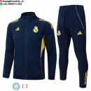 Giacca Full Zip e Pantaloni Allenamento Real Madrid 25-26 Blu Navy Giallo