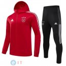 Giacca Felpa Cappuccio Set Completo Ajax 2021/2022 Rosso Nero