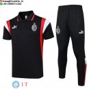 POLO Maglia Set Completo AC Milan 2023/2024 Nero Rosso Bianco