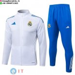 Giacca Lunga Zip Set Completo Real Madrid 25-26 Bianco Blu Giacca Lunga Zip Set Completo Real Madrid 25-26 Bianco Blu