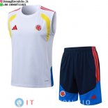 Senza Maniche Set Completo Maglia Colombia 2026 Bianco Giallo