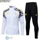 Giacca Full Zip e Pantaloni Allenamento Real Madrid 25-26 Bianco Giallo Nero