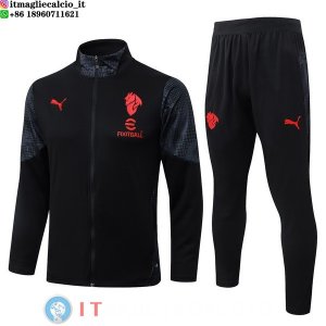 Giacca Full Zip e Pantaloni Allenamento AC Milan 25-26 Nero I Rosso
