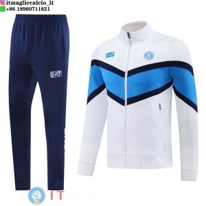 Giacca Full Zip e Pantaloni Allenamento Napoli 2025/2026 Bianco III Blu
