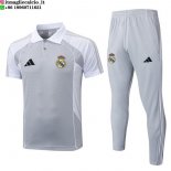 POLO Maglia Set Completo Real Madrid 2025/2026 Grigio Bianco POLO Maglia Set Completo Real Madrid 2025/2026 Grigio Bianco
