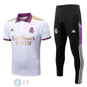 POLO Maglia Set Completo Real Madrid 2022/2023 Bianco Purpureo